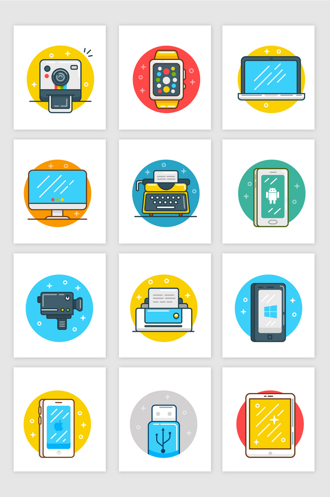 手绘卡通风格 数码电子产品矢量图标素材的设计魅力与应用前景